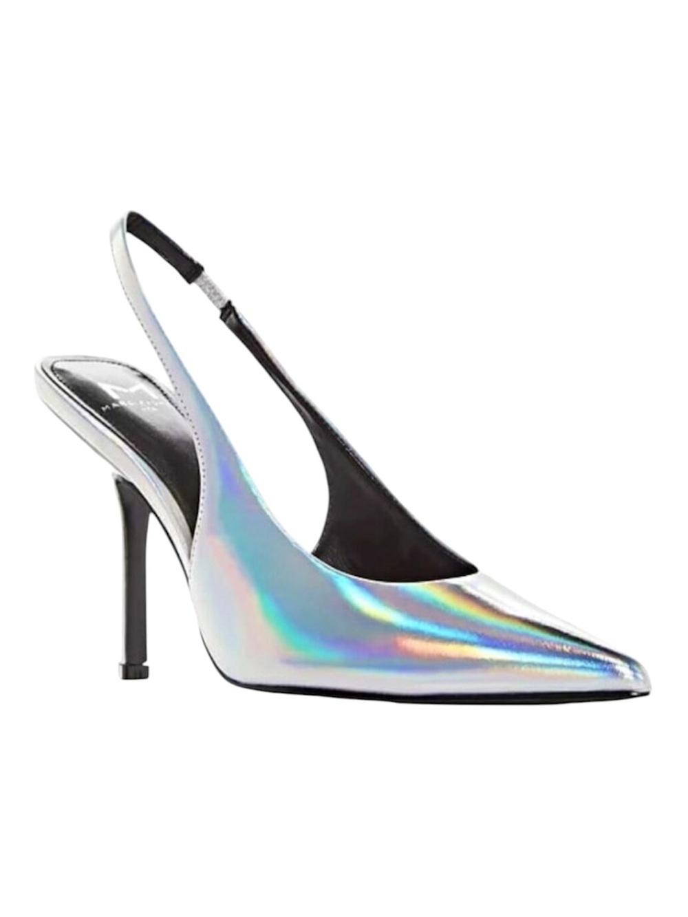 Marc Fisher Emalyn Iridescent Silver Pointed-Toe Slingback Pumps